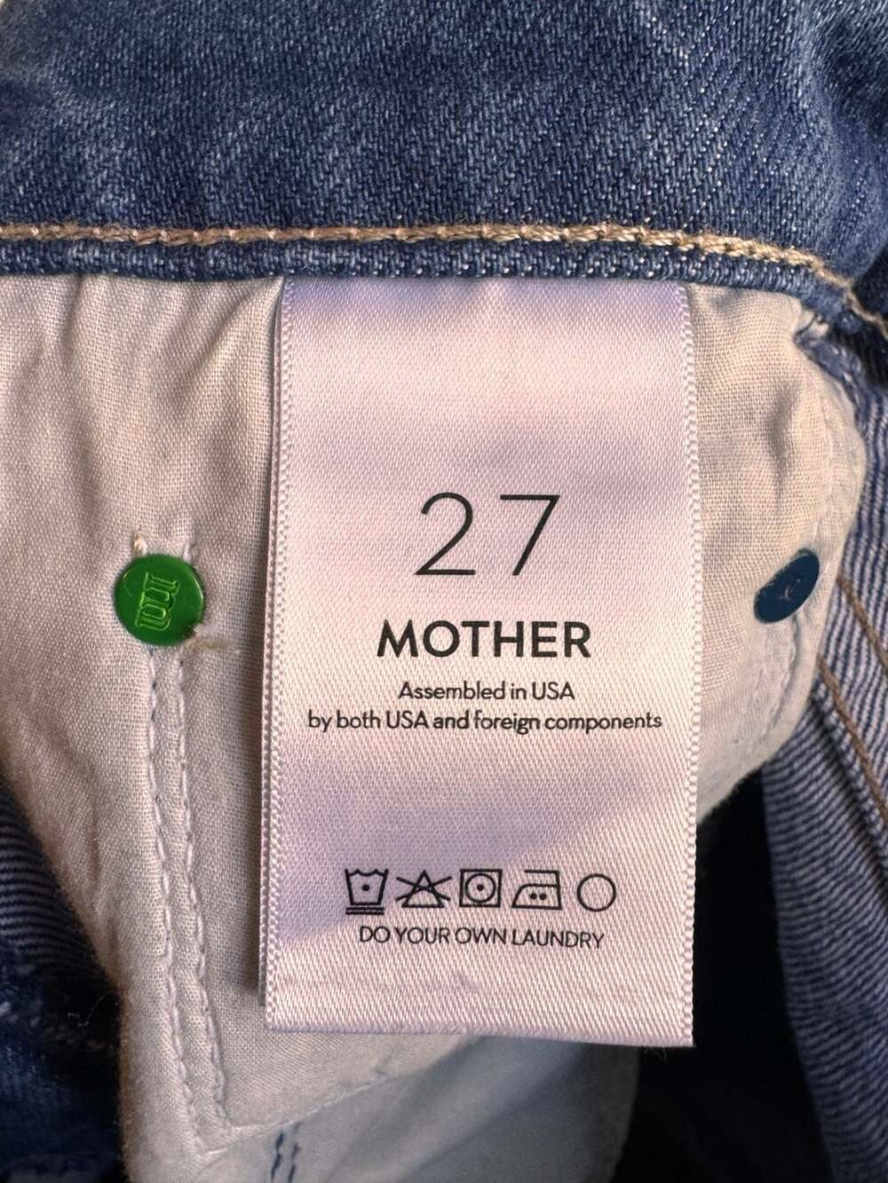 Mother Snacks The Half Eaten Fray Jeans Size 27 Blue Denim
